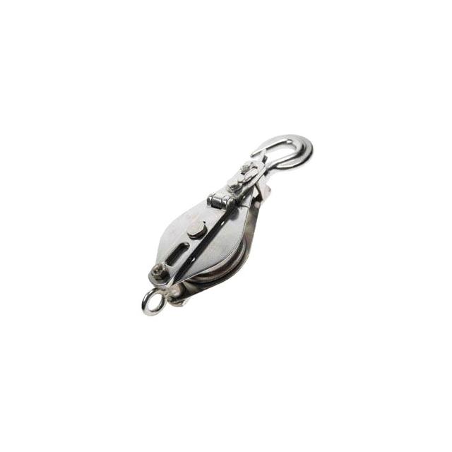 Snatch Block w/ Hook & Brass Bushing T304 SS 3/4" x  5"