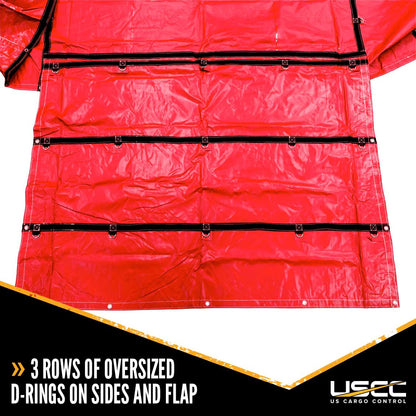 Heavy Duty Lumber Tarp 20 foot x 28 foot (6 foot Drop & Flap) 18 oz Red Tarp image 5 of 9