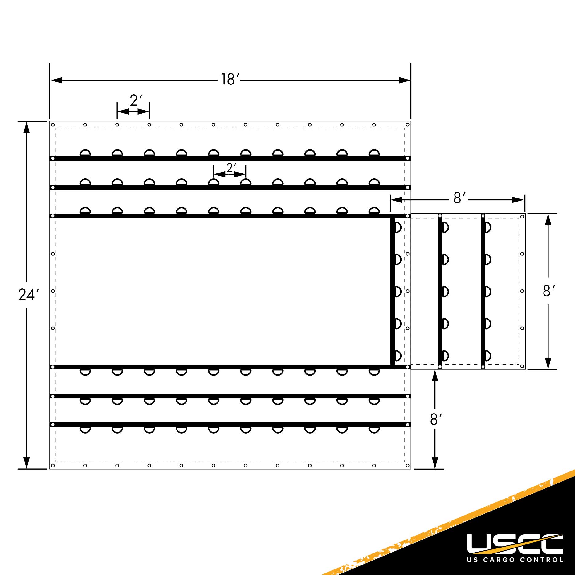 24 foot X 18 foot (8 foot Drop & Flap) Lightweight Lumber Tarp 14 Oz Black Tarp image 4 of 9