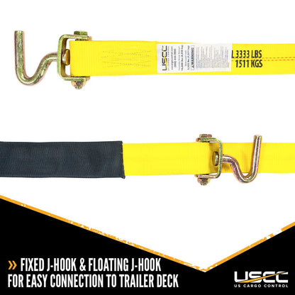 2 inch x 10 foot OEM Replacement Wheel Strap w 2 Swivel J Hooks w 90 angle & 3 Adjustable Rubber Cleats image 4 of 8
