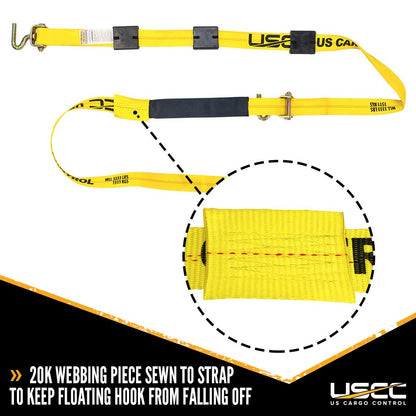 2 inch x 10 foot OEM Replacement Wheel Strap w 2 Swivel J Hooks w 90 angle & 3 Adjustable Rubber Cleats image 5 of 8