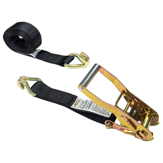 2" x 12' Black Ratchet Strap w/ Double J Hook