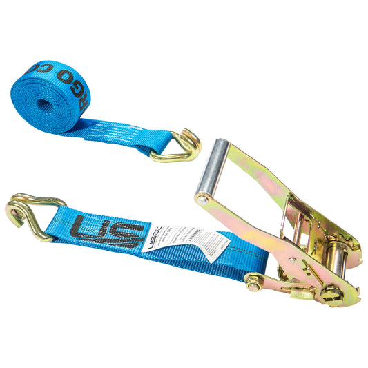 2" x 12' Blue Ratchet Strap w/ Double J Hook