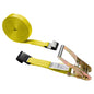2" x 50' Yellow Ratchet Strap w/ Black Flat Hooks
