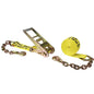 3 inch x 27 foot Yellow Ratchet Strap w Chain Extensions image 1 of 3