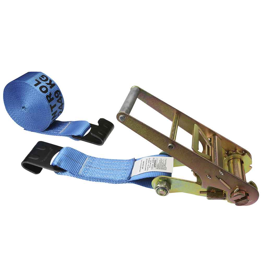 3 inch x 20 foot Blue Ratchet Strap w Flat Hooks image 1 of 4
