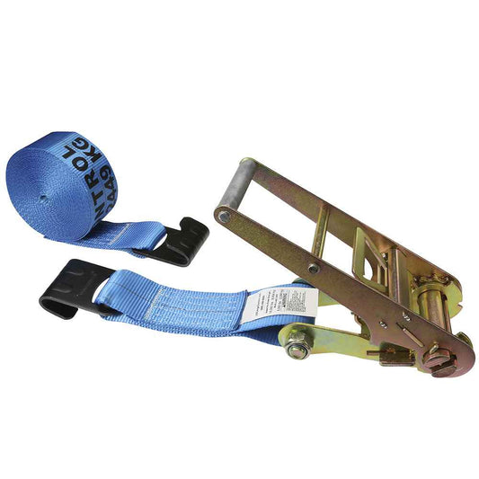 3 inch x 40 foot Blue Ratchet Strap w Flat Hooks image 1 of 4