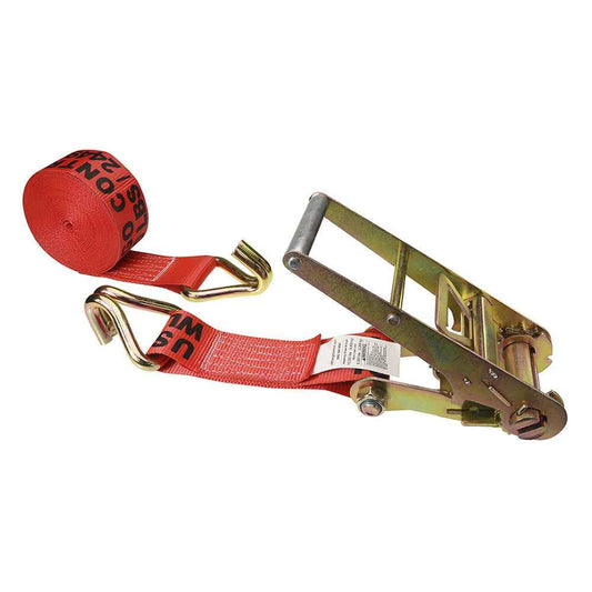 3 inch x 30 foot Red Ratchet Strap w Wire Hooks image 1 of 3