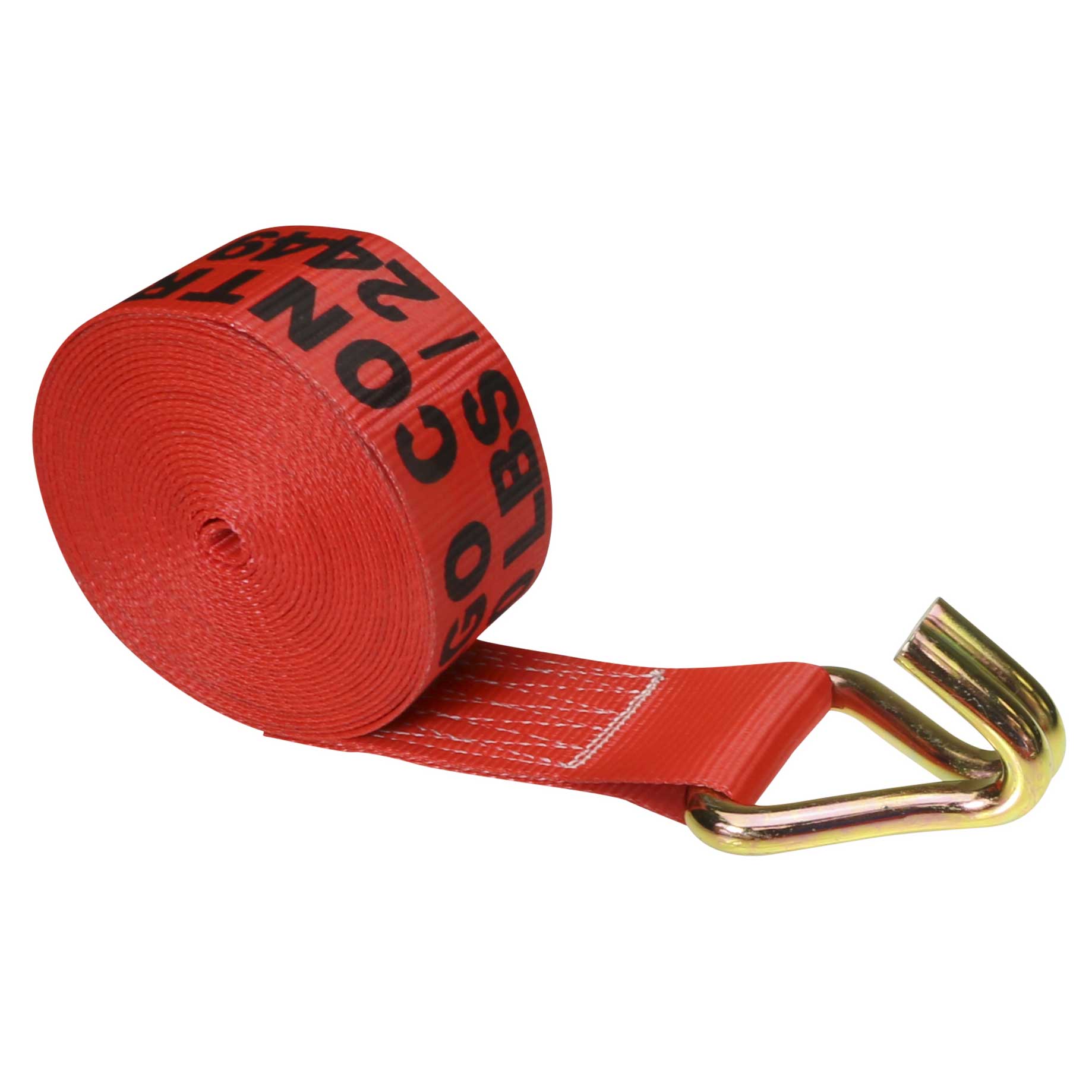 3 inch x 40 foot Red Winch Strap with Wire Hook