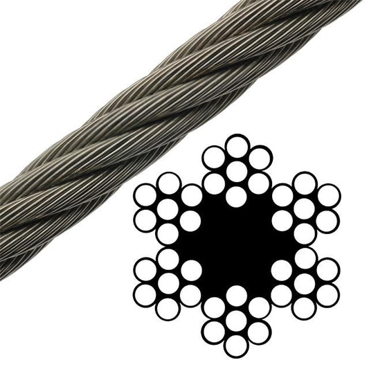 Bright Wire Rope FC - 6 x 7 Class - 7/16" (Linear Foot)