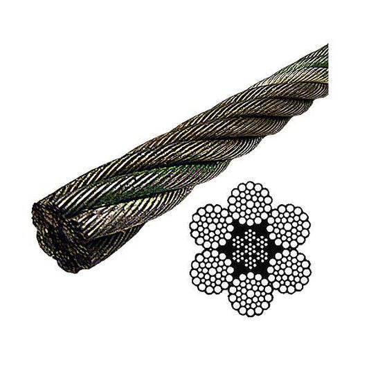 Bright Wire Rope EIPS IWRC - 6x37 Class - 9/16" (Lineal Foot)