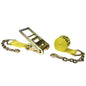 4 inch x 50 foot Yellow Ratchet Strap w Chain Extensions image 1 of 2