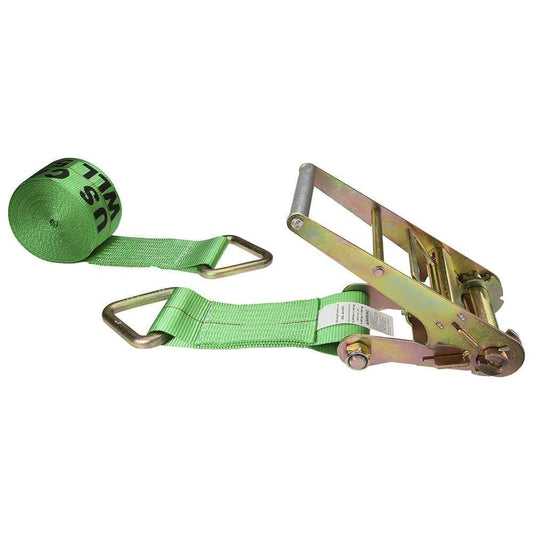 4 inch x 30 foot Green Ratchet Strap w D Rings image 1 of 3