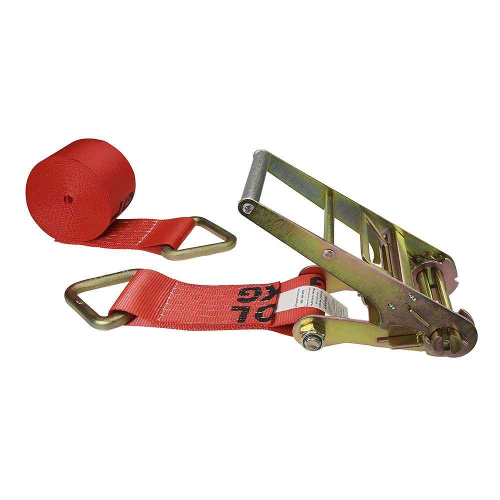 4 inch x 27 foot Red Ratchet Strap w D Rings image 1 of 3