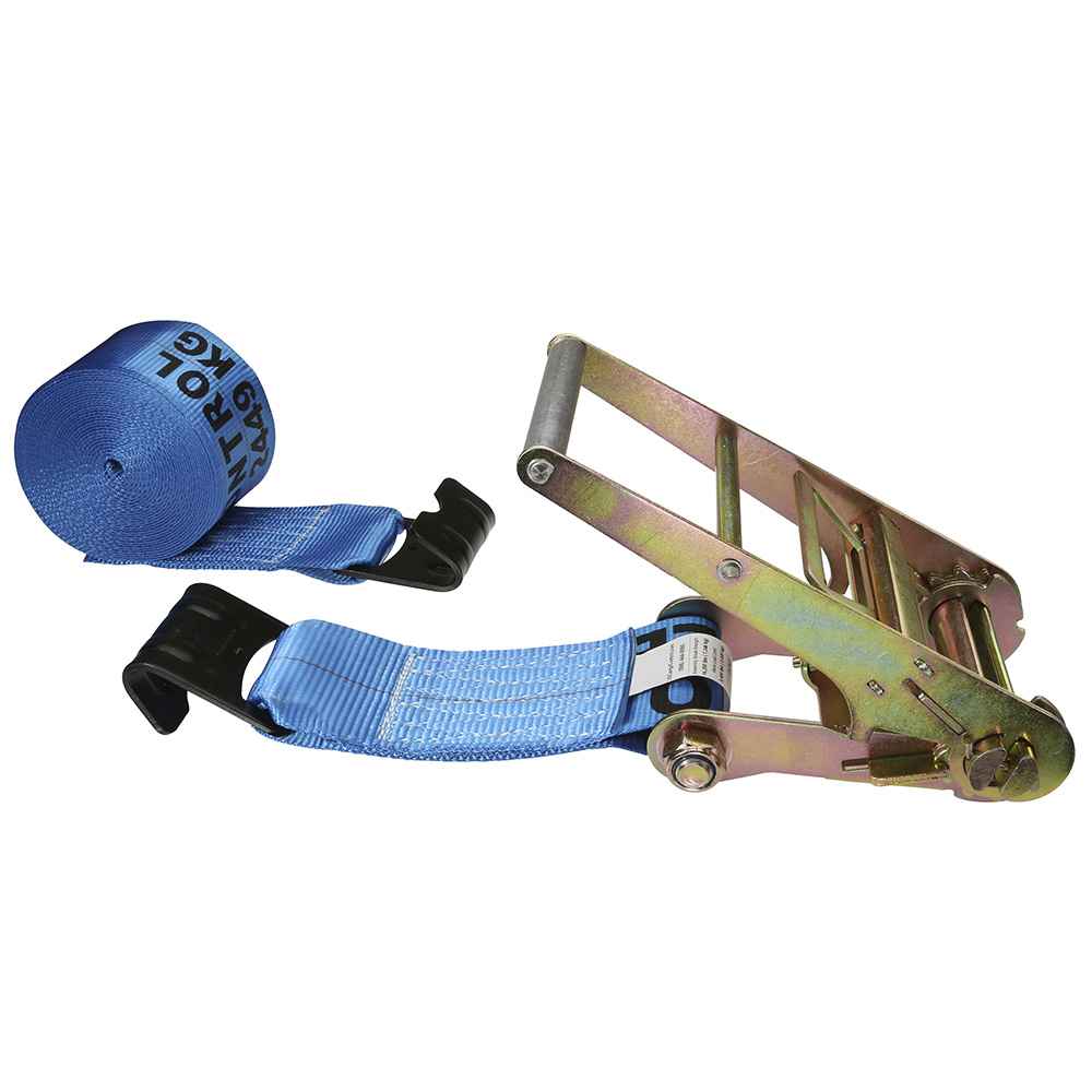 4 inch x 60 foot Blue Ratchet Strap w Flat Hooks image 1 of 4