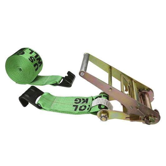 4 inch x 40 foot Green Ratchet Strap w Flat Hooks image 1 of 4