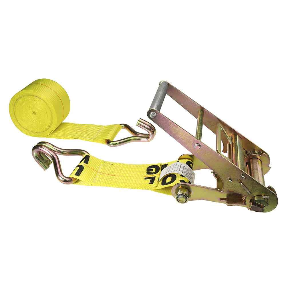 4 inch x 20 foot Yellow Ratchet Strap w Wire Hooks image 1 of 3