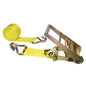 4 inch x 60 foot Yellow Ratchet Strap w Wire Hooks image 1 of 3