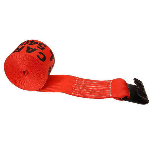 4 inch x 27 foot Red Winch Strap with Flat Hook image 1 of 2