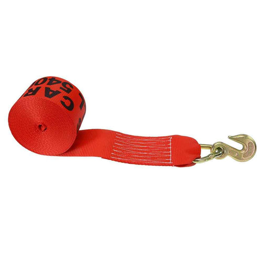 4 inch x 30 foot Red Winch Strap with Grab Hook