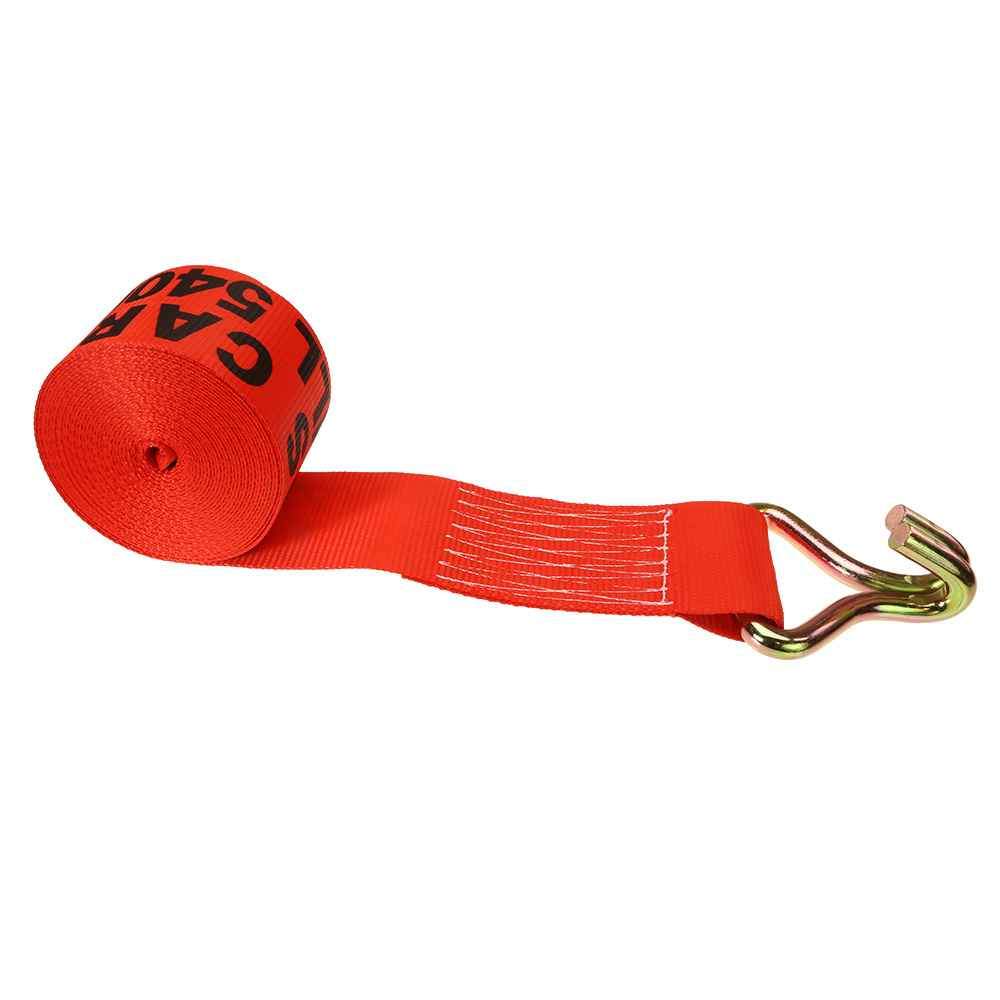 4 inch x 27 foot Red Winch Strap with Wire Hook