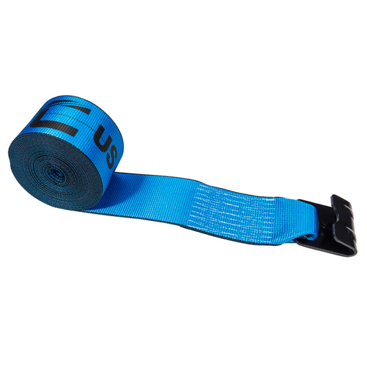4 inch x 30 foot Blue Winch Strap with Flat Hook image 1 of 8