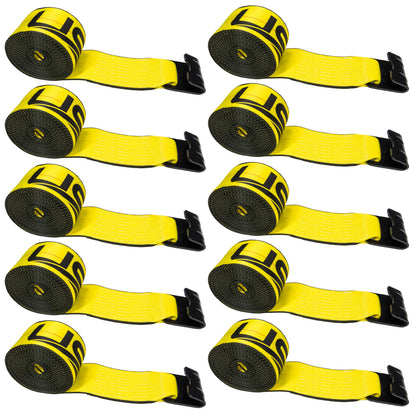 4 inch x 30 foot Yellow Winch Straps w Flat Hook Box of 10 image 1 of 7