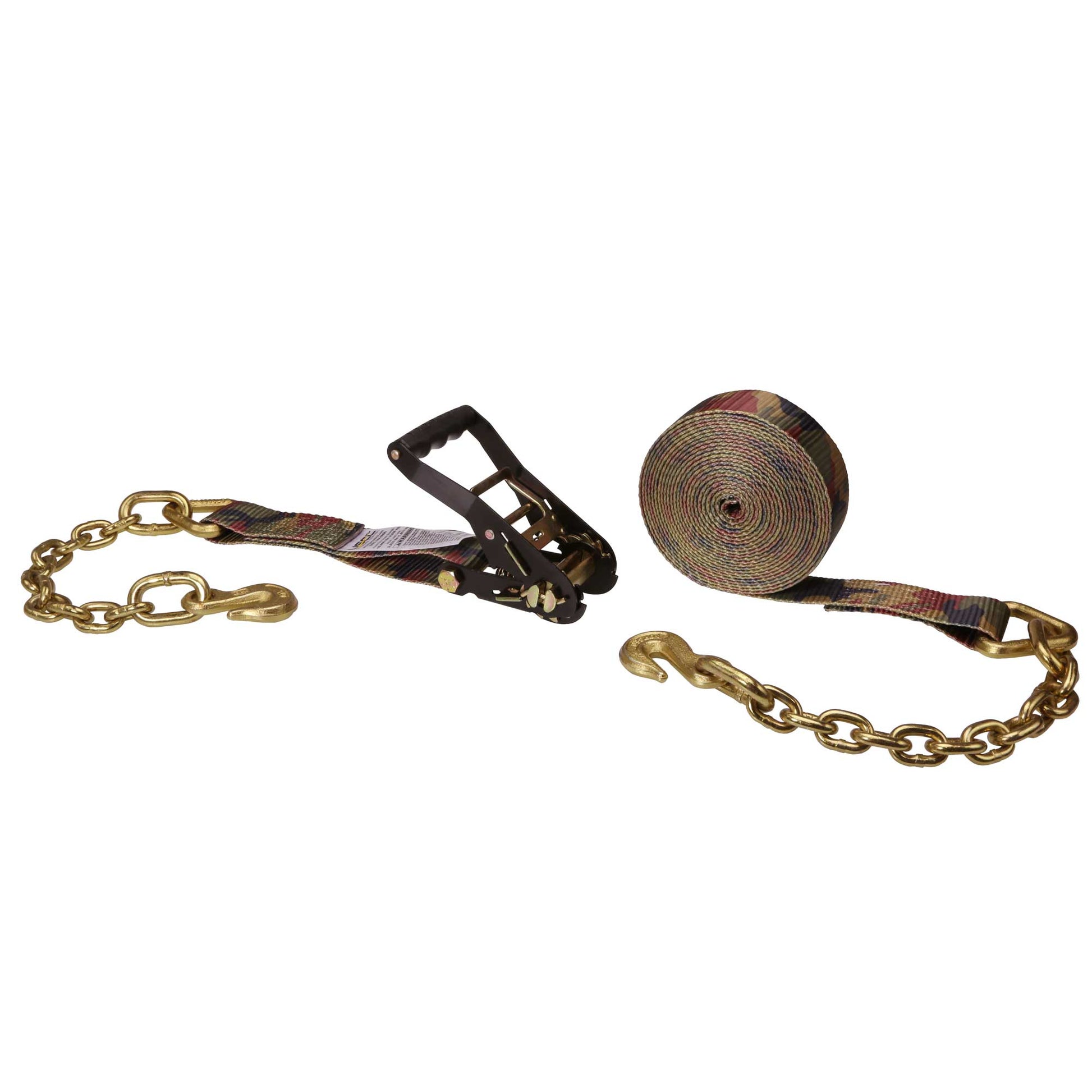 2 inch x 27 foot Camo Ratchet Strap w Chain Extension