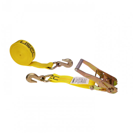 2 inch x 30 foot Yellow Ratchet Strap w Grab Hook image 1 of 3