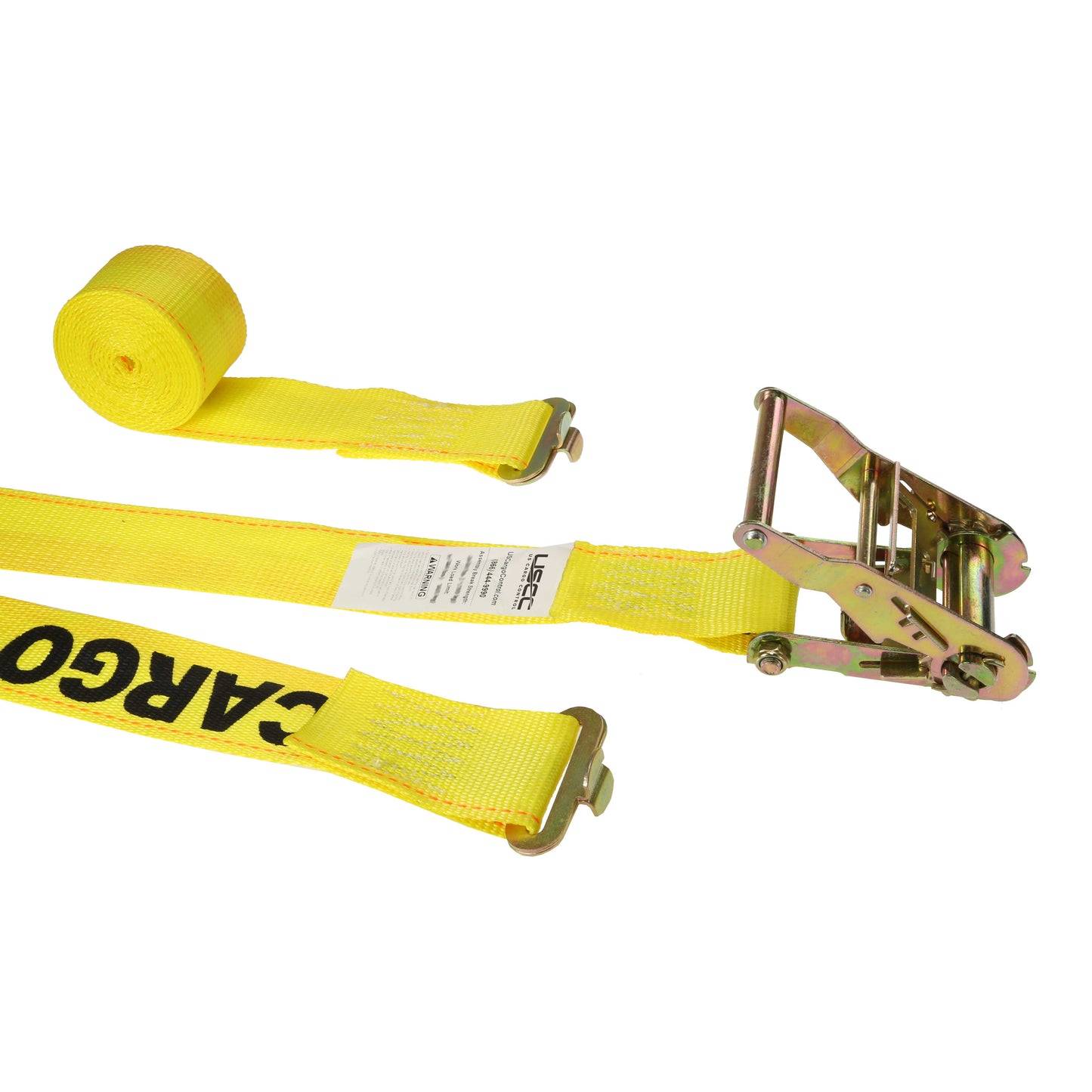 2 inch x 12 foot Yellow Ratchet Strap wButterfly F Track Fittings image 1 of 2