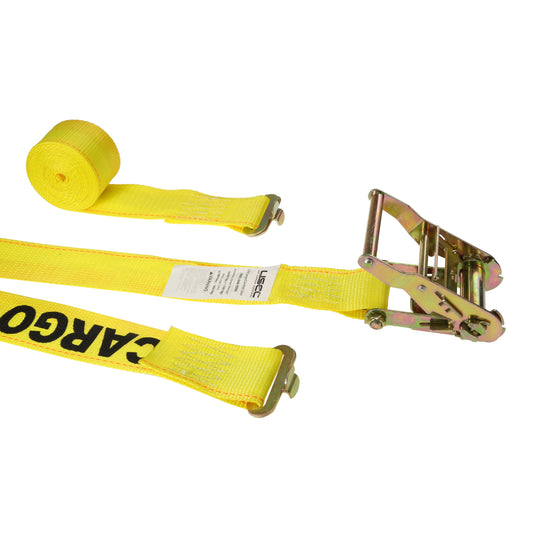 2 inch x 12 foot Yellow Ratchet Strap wButterfly F Track Fittings image 1 of 2