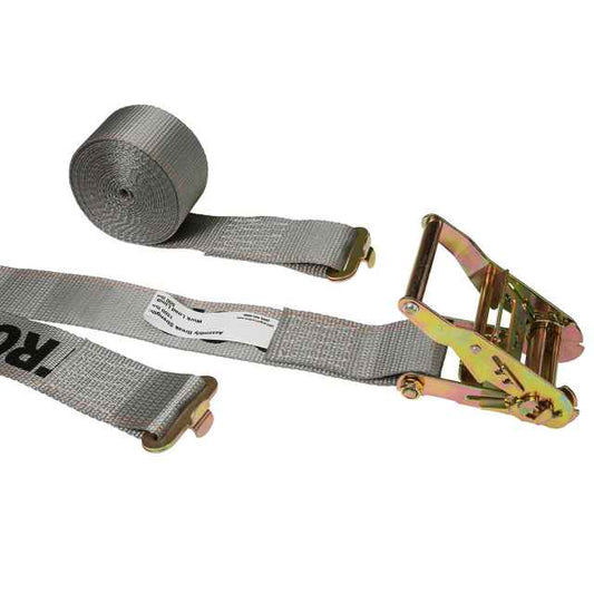 2" x 16' gray ratchet strap w butterfly f track fittings