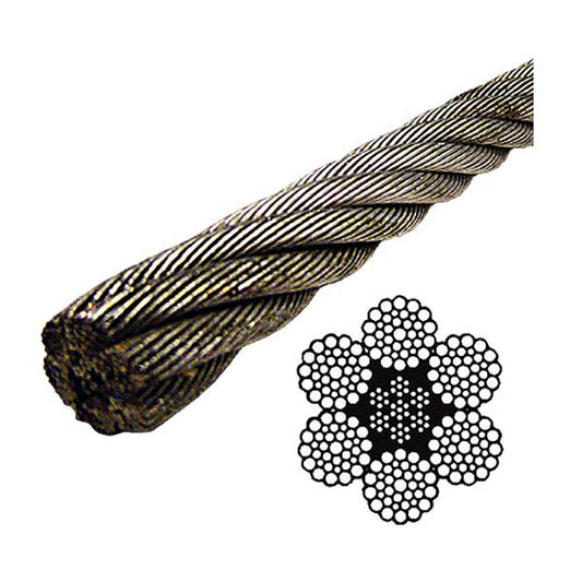 Galvanized Wire Rope EIPS IWRC - 6x37 Class - 3/8" (Lineal Foot)