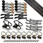 6' Double Tie Down System w/ Wheel Chocks - Black