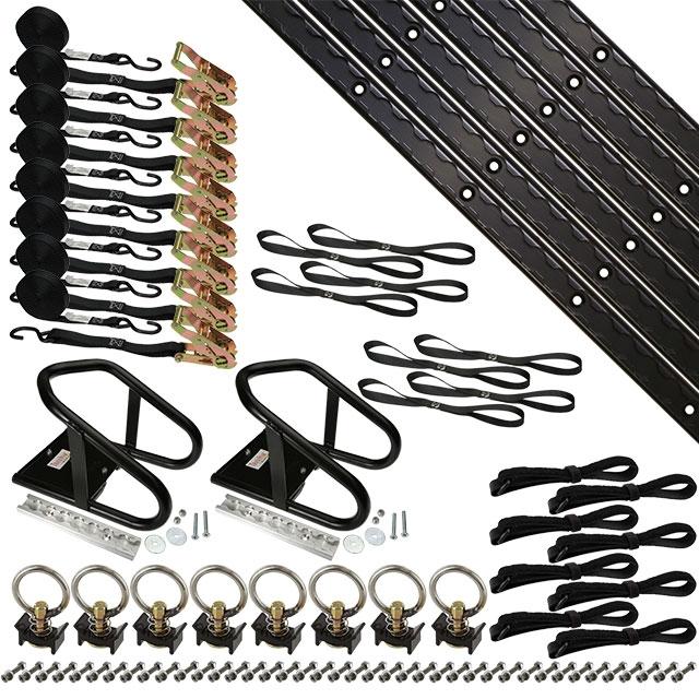 8' Double Tie Down System w/ Wheel Chock - Black