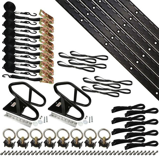 8' Double Tie Down System w/ Wheel Chock - Black