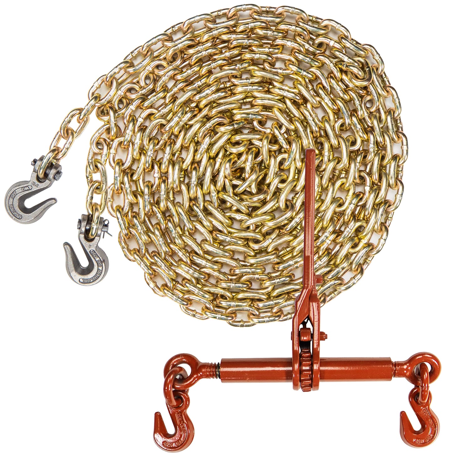 Grade 70 516 inch x 25 foot Chain Ratchet Chain Binder Made in USA Package image 1 of 9