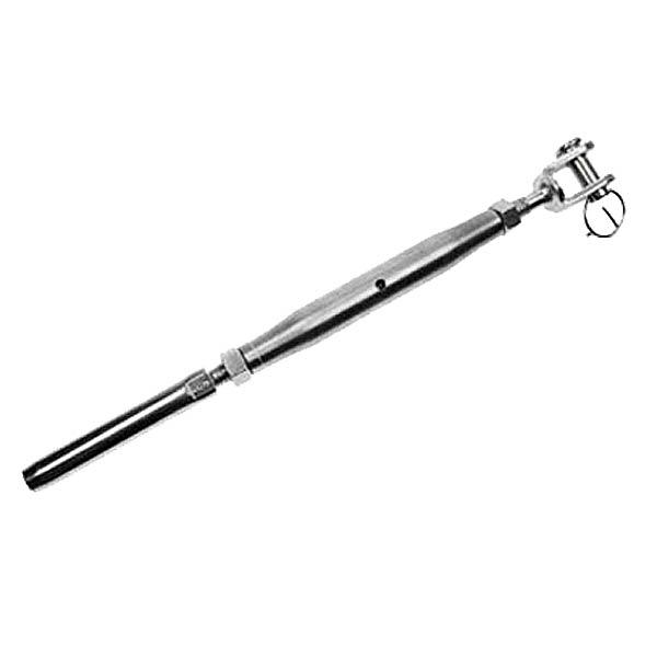 1/4" (1/8" cable) - Jaw & Swage Stud Stainless Steel Turnbuckle