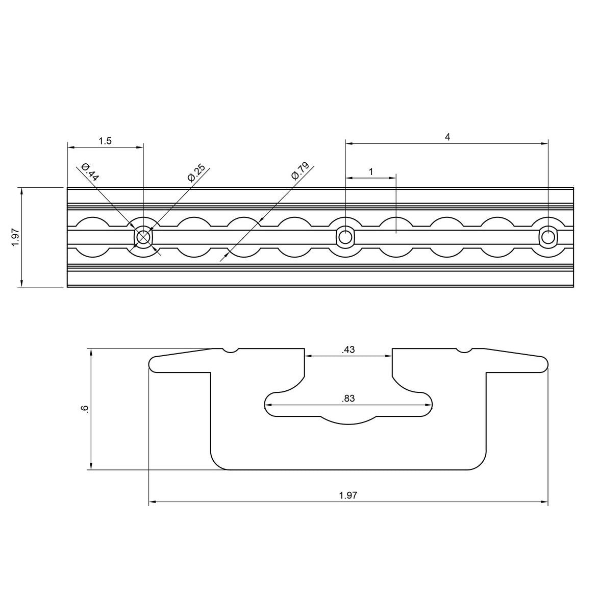 96 inch Flanged AirlineStyle Track Aluminum image 6 of 7