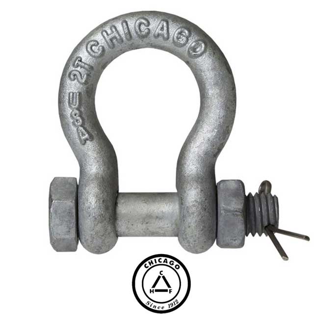 Bolt Type Anchor Shackle Chicago Hardware 78 inch Galvanized Steel 65 Ton image 2 of 2
