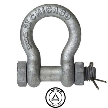 Bolt Type Anchor Shackle Chicago Hardware 516 inch Galvanized Steel 75 Ton image 2 of 2