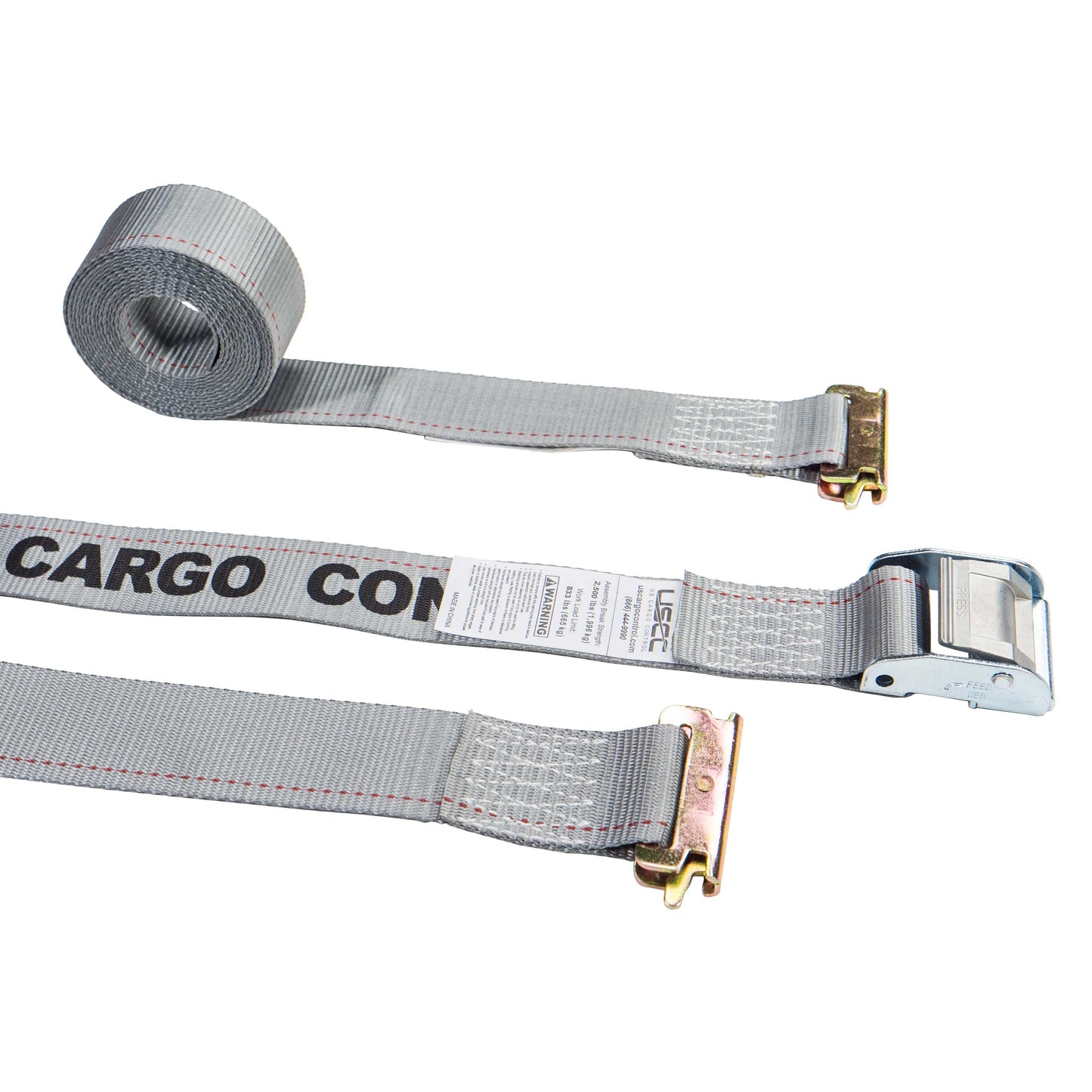 2 inch x 16 foot Gray ETrack Tie Down Straps Cam Buckle image 1 of 9