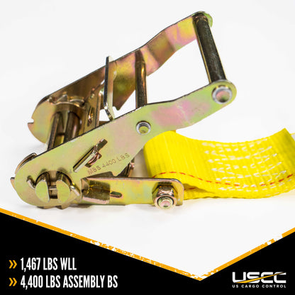 2 inch x 12 foot Yellow ETrack Ratchet Strap wDoubleFitted End image 3 of 10