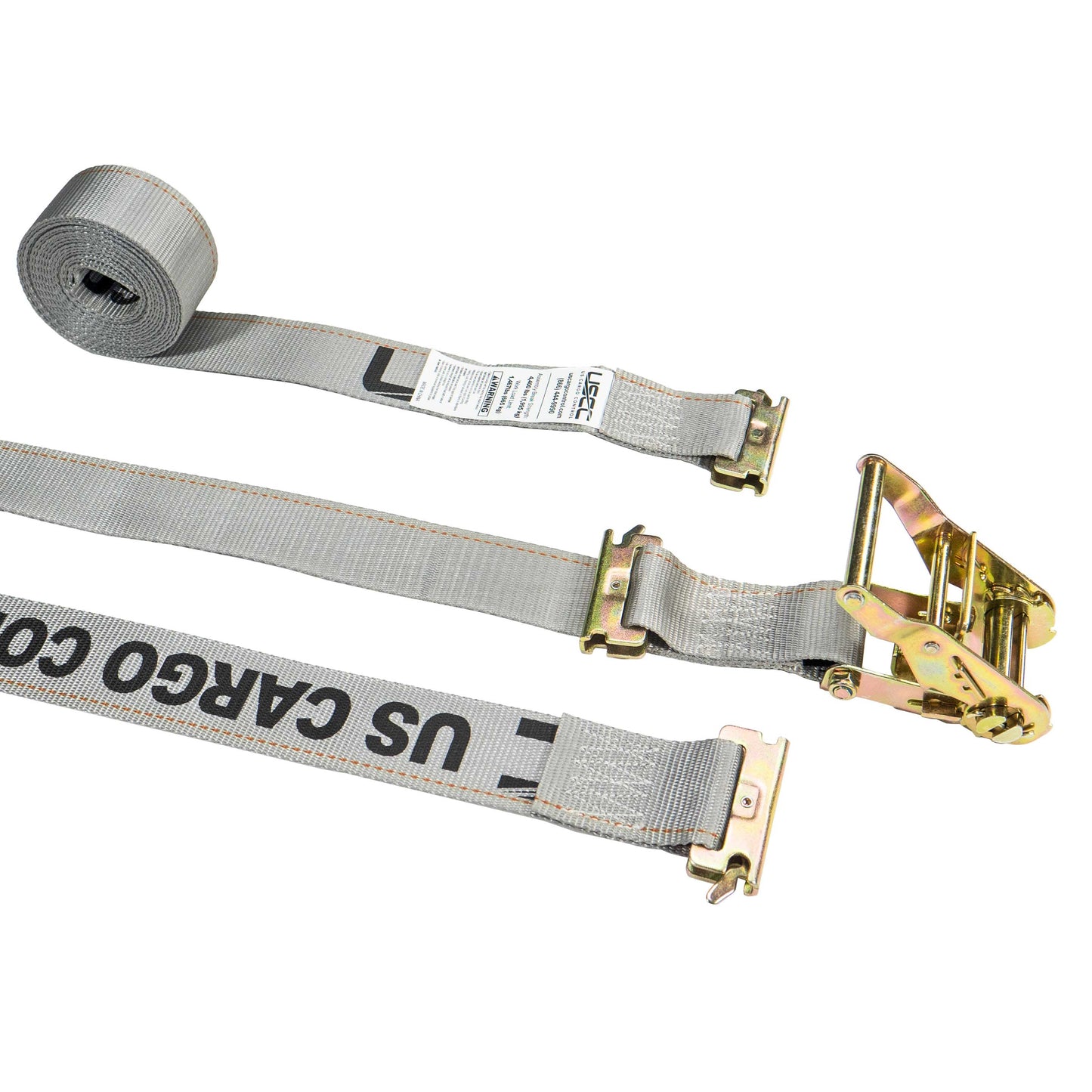 2 inch x 16 foot Gray ETrack Ratchet Strap w DoubleFitted End image 1 of 9
