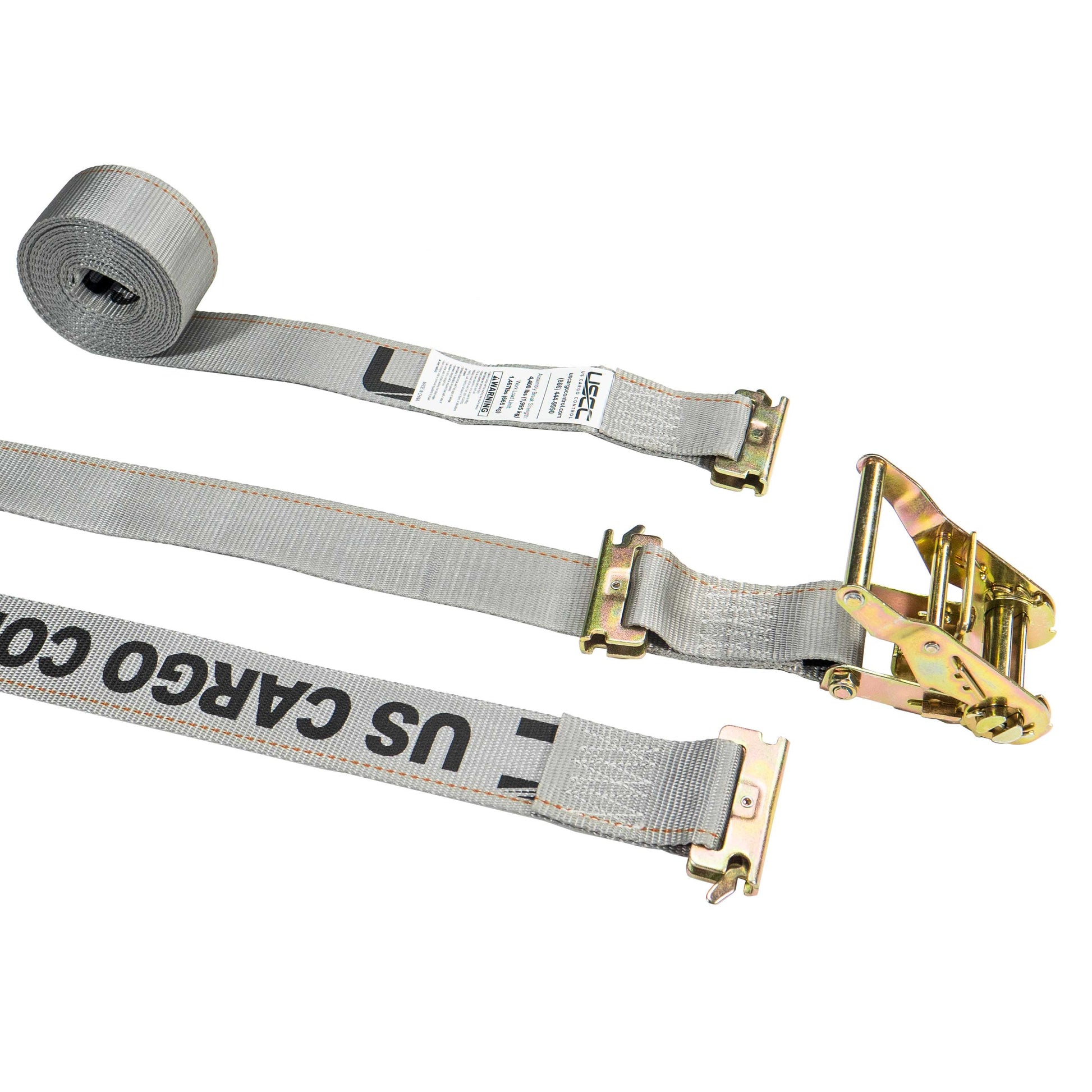 2 inch x 16 foot Gray ETrack Ratchet Strap w DoubleFitted End image 1 of 9
