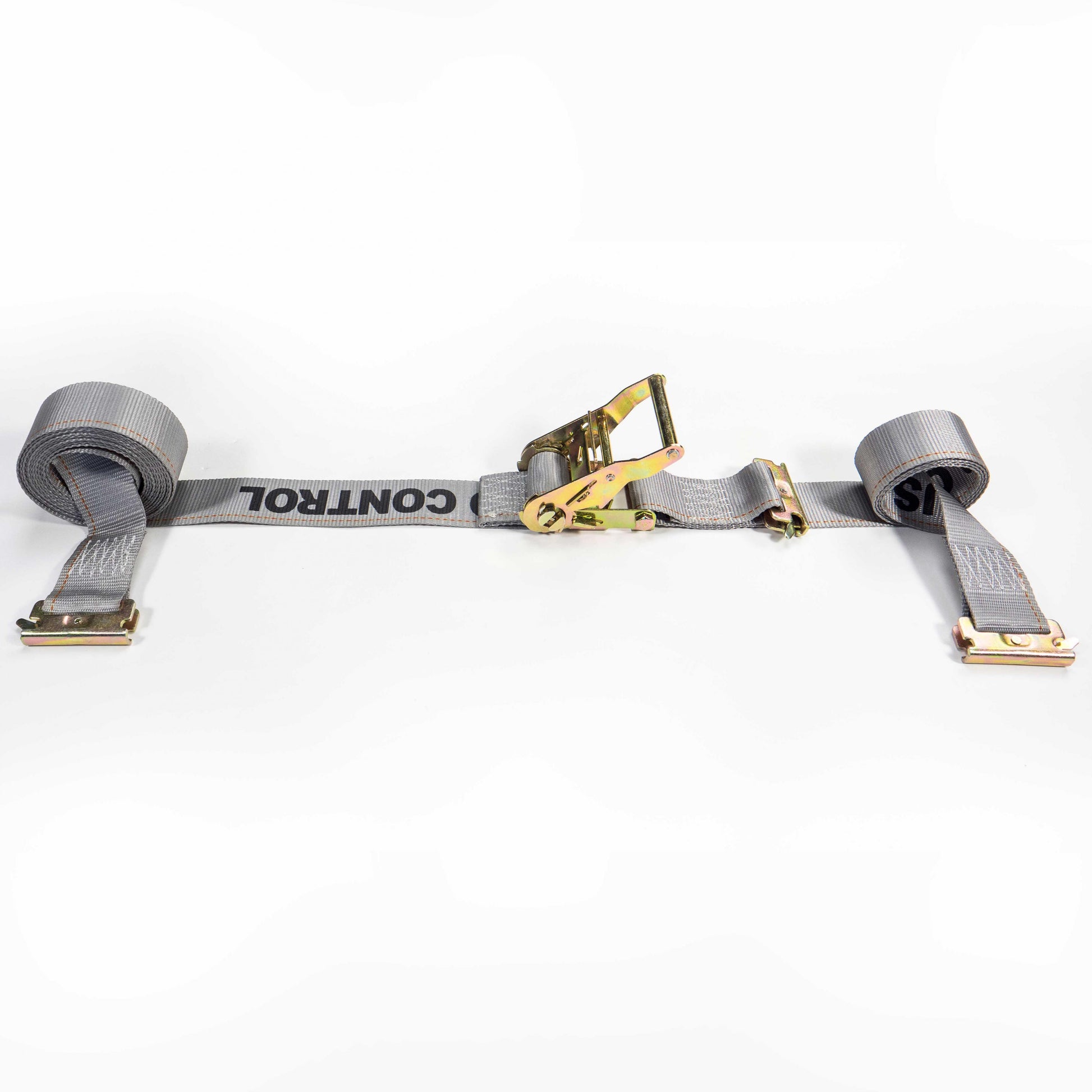 2 inch x 16 foot Gray ETrack Ratchet Strap w DoubleFitted End image 2 of 9