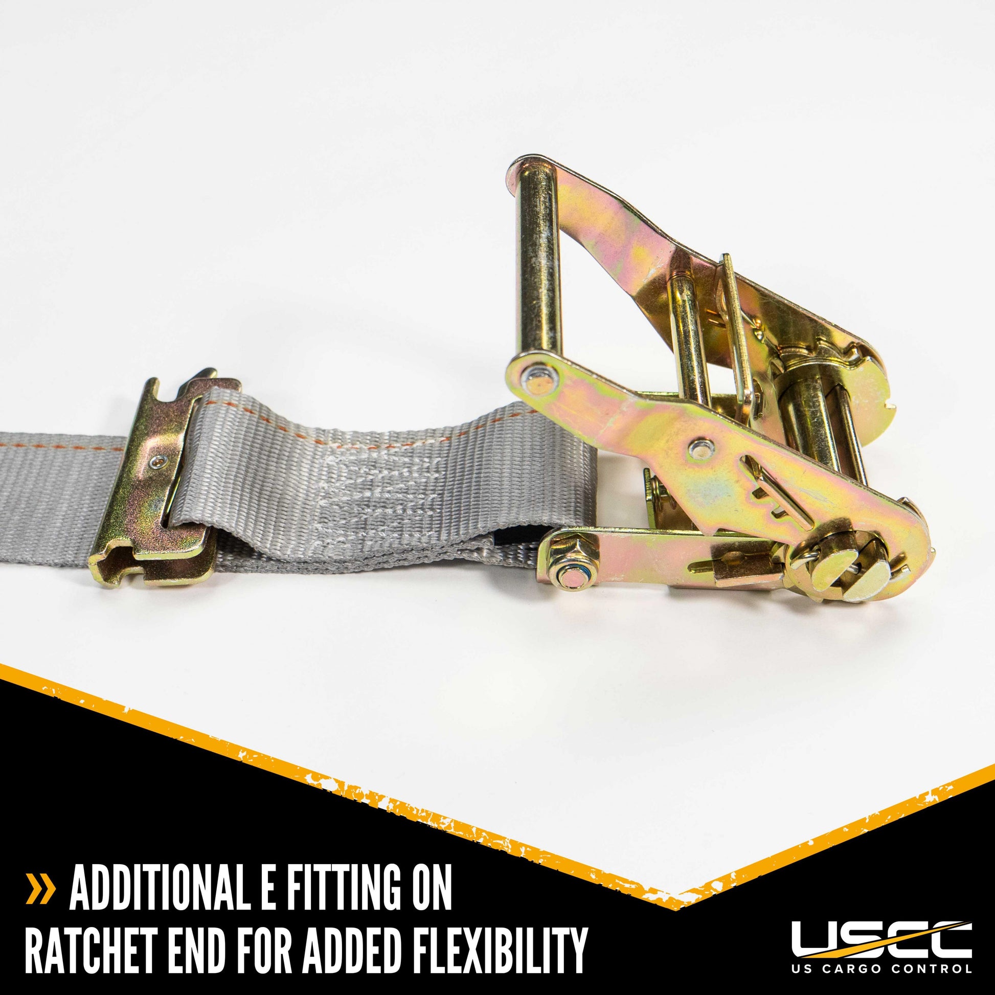 2 inch x 16 foot Gray ETrack Ratchet Strap w DoubleFitted End image 5 of 9