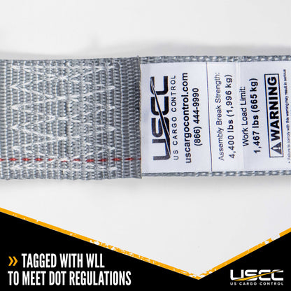 2 inch x 16 foot Gray ETrack Ratchet Strap w DoubleFitted End image 7 of 9