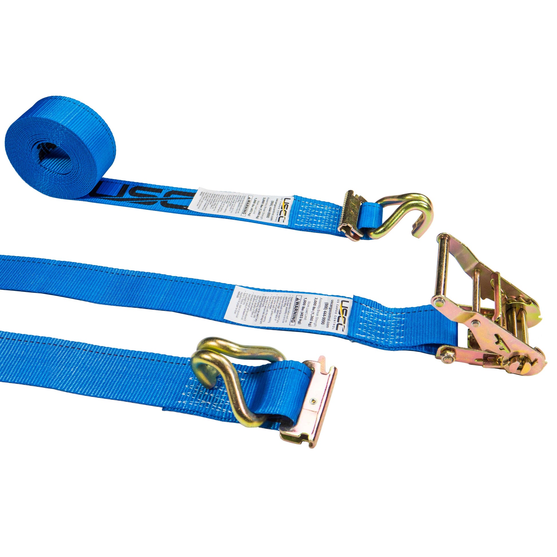 2 foot foot X 20 foot Blue ETrack Ratchet Straps w EFittings and Wire Hooks image 1 of 9