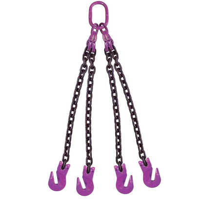 34 inch x 18 foot 4 Leg Chain Sling w Grab Hooks Grade 100 image 1 of 3